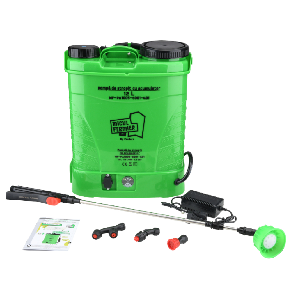 Pompa de stropit Micul Fermier Pandora, acumulator, verde, 12 l