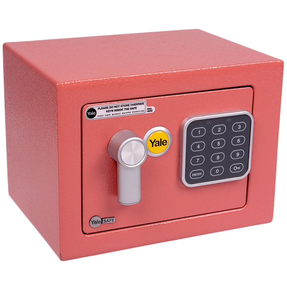 Mini seif Yale, electronic, roz, 170 x 230 x 170 mm