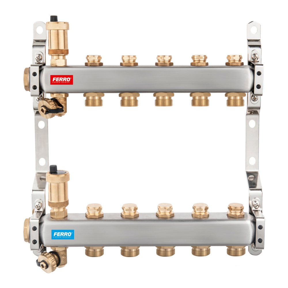 Distribuitor Ferro SN-RO08S, 8 circuite, alama, 1 inch