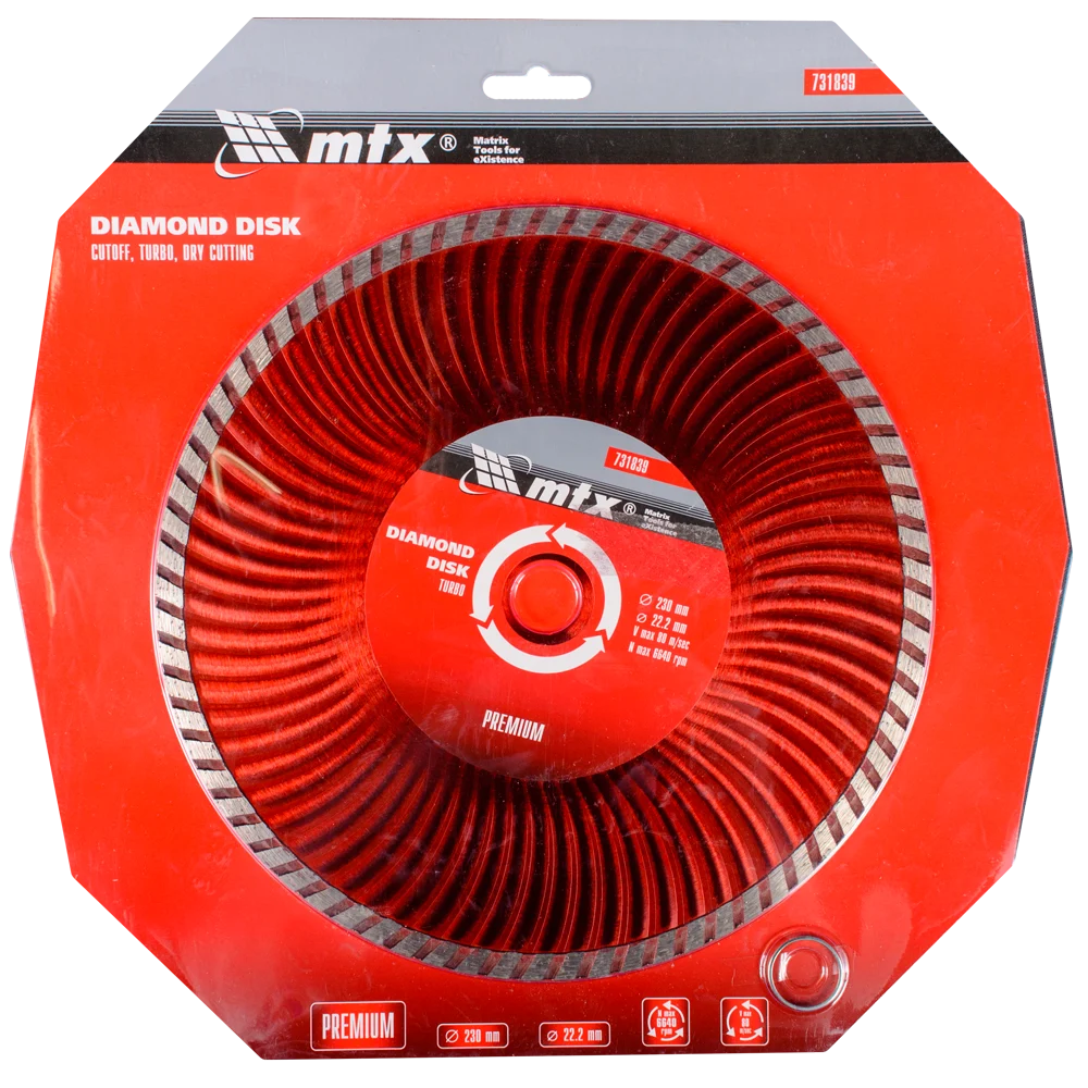 Disc diamantat debitare beton MTX Premium Turbo, 230 x 22.2 mm