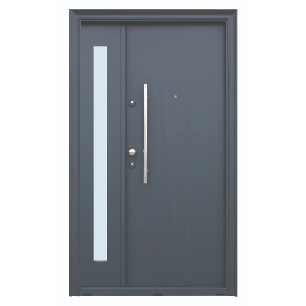 Usa metalica pentru exterior Malva, tabla zincata, deschidere dreapta, culoare gri RAL 7016, 205 x 120 cm