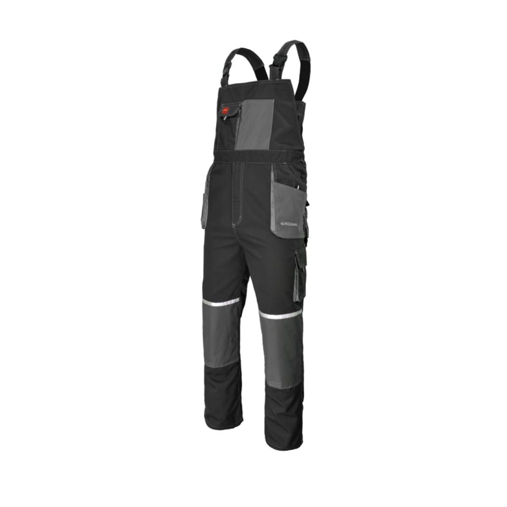 Pantaloni de lucru cu pieptar EuroClassic, tercot, barbatesti, vara, culoare gri, marimea 48