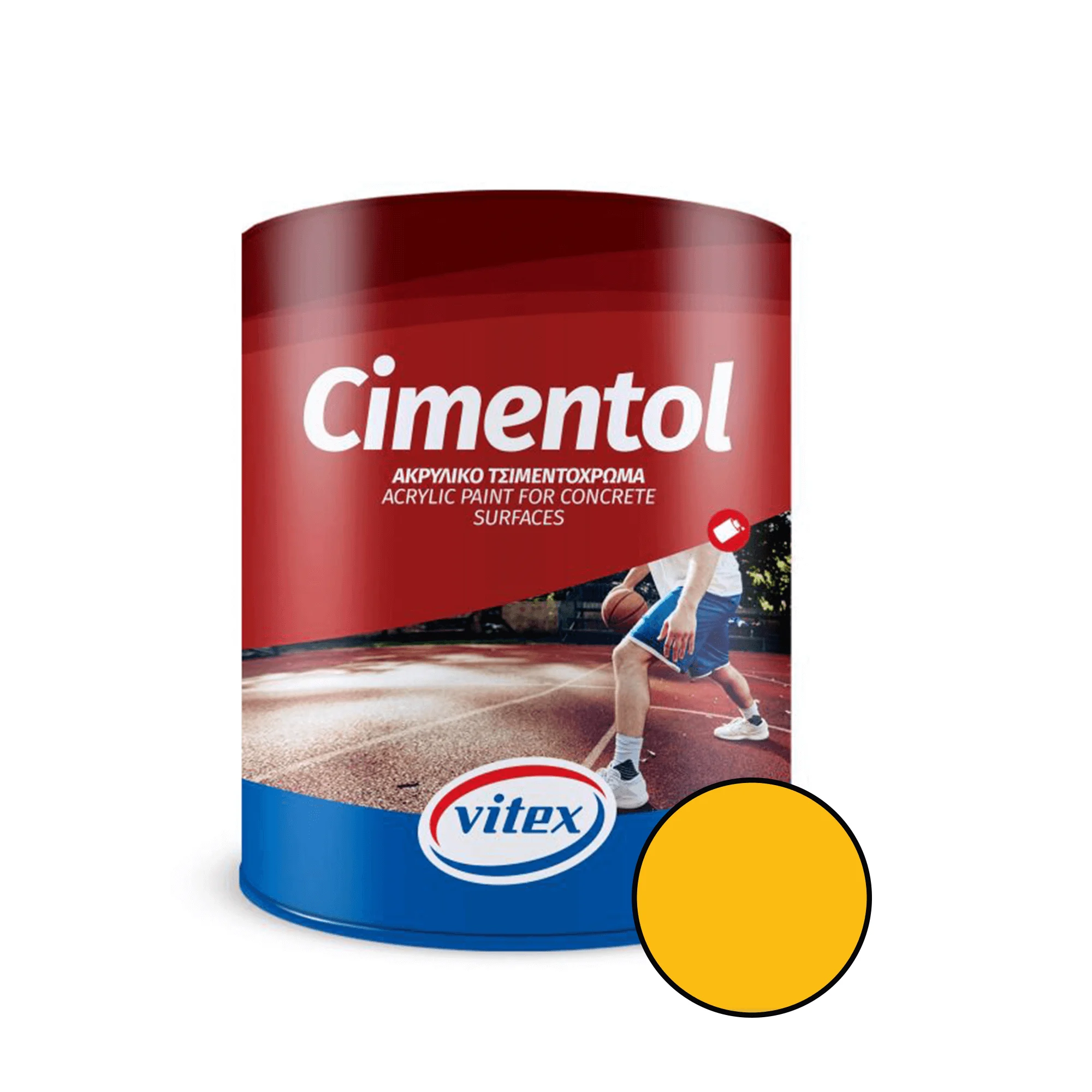 Vopsea acrilica pentru zidarie si beton Vitex Cimentol, interior/exterior, galben, 0.75 l
