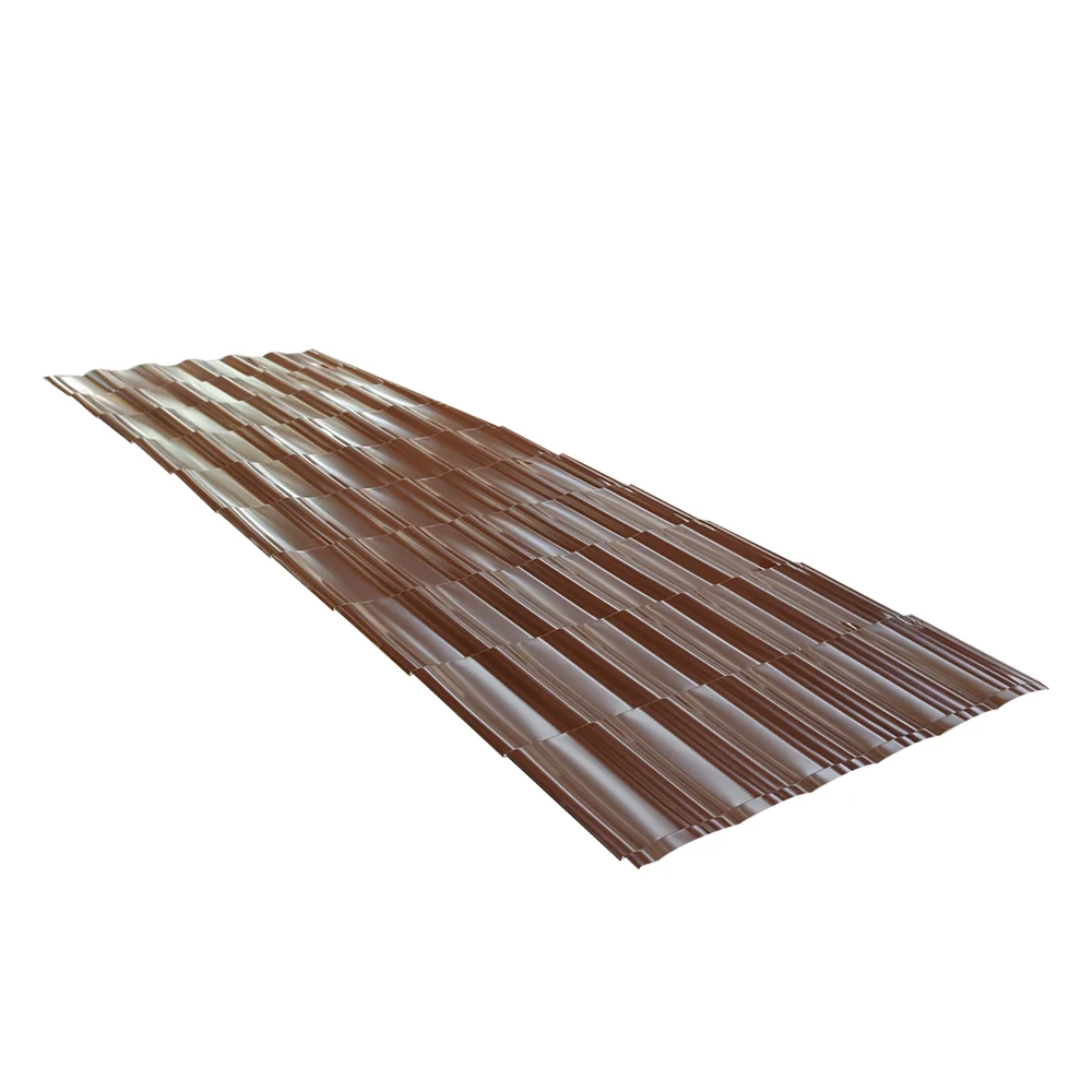 Tigla metalica Durako Riva, maro, RAL 8017, finisaj mat structurat, 0.45 mm, 2495 x 1180 mm