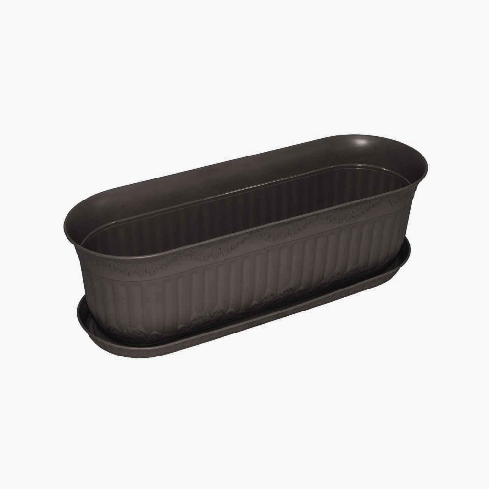 Jardiniera cu suport Balcony, plastic, antracit, 48 cm
