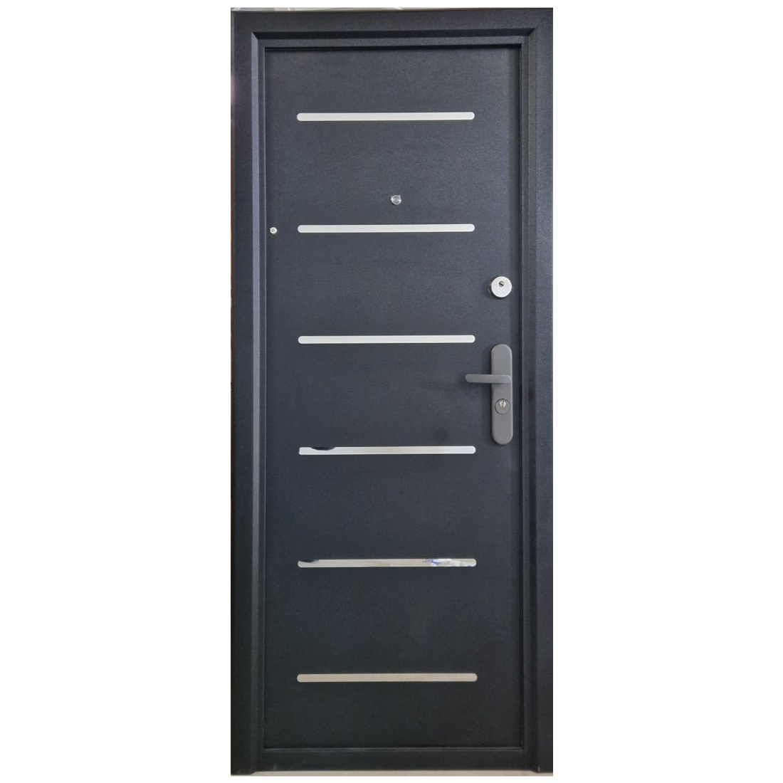 Usa metalica de intrare in apartament Y-05, tabla, deschidere stanga, culoare negru, 2020 x 880 mm
