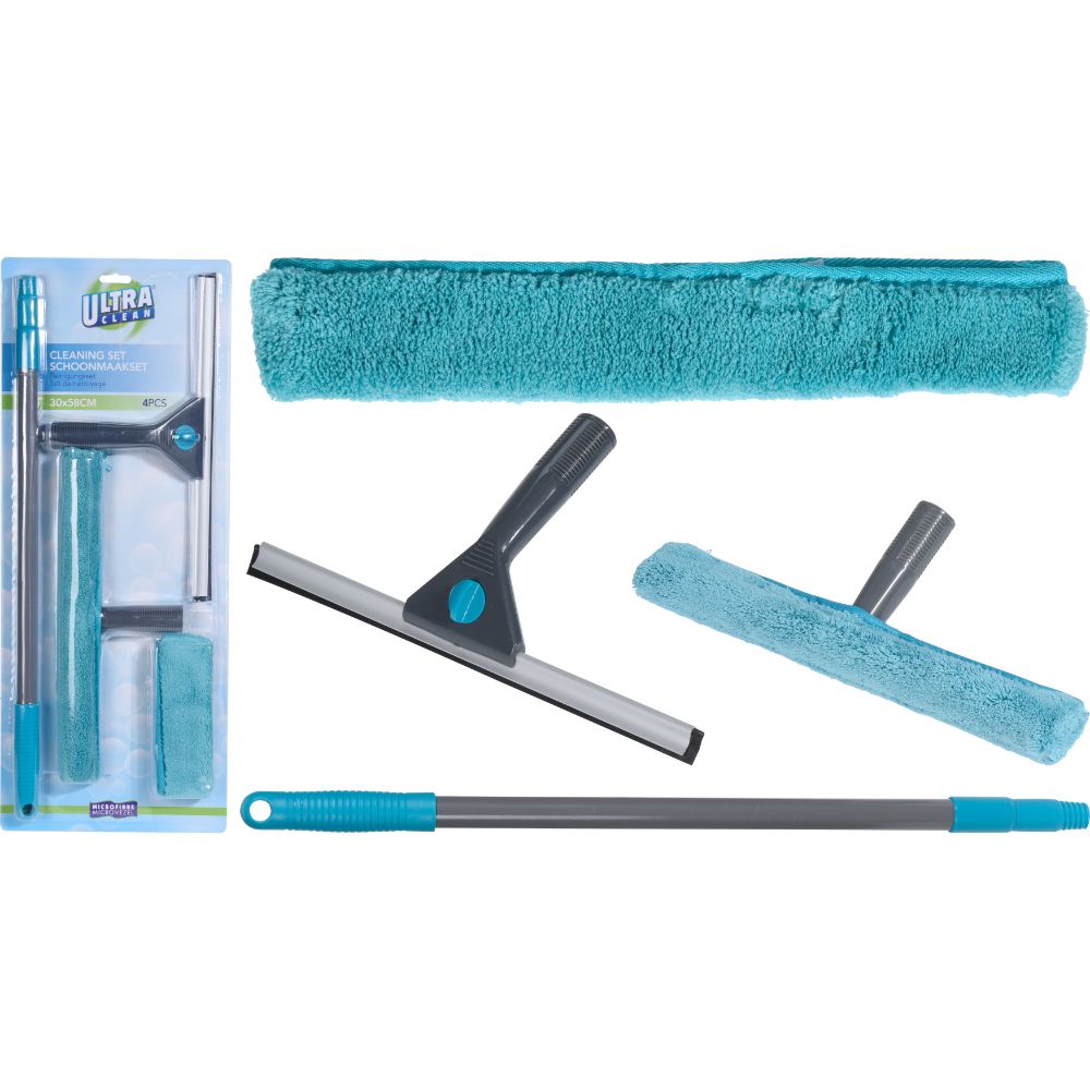 Set de curatare geamuri, albastru, 4 buc