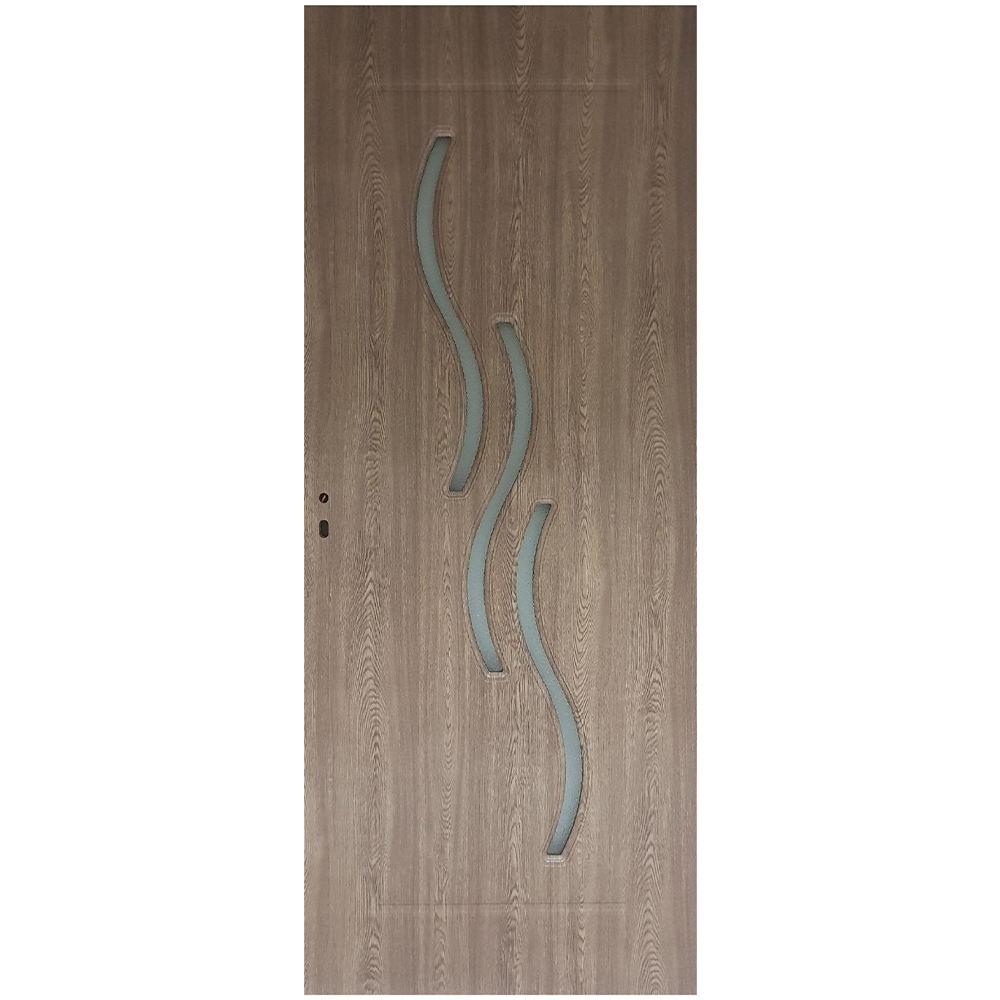 Usa interior celulara cu geam Pamate M107, reversibila, MDF, gri, toc reglabil, 200 x 60 x 3.5 cm