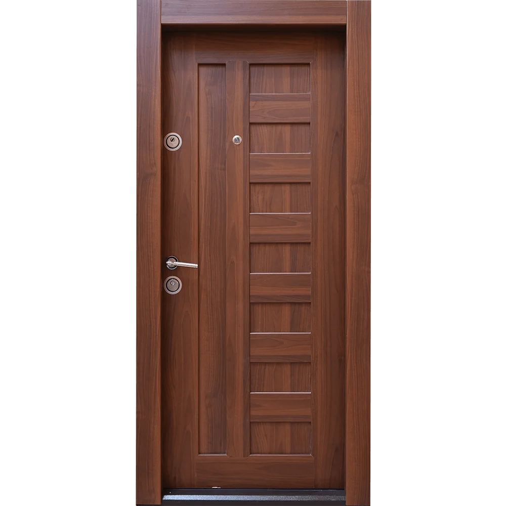 Usa metalica de intrare in apartament Arta Door 410, cu fete din MDF laminat, 880 x 2010 mm, deschidere dreapta, culoare nuc