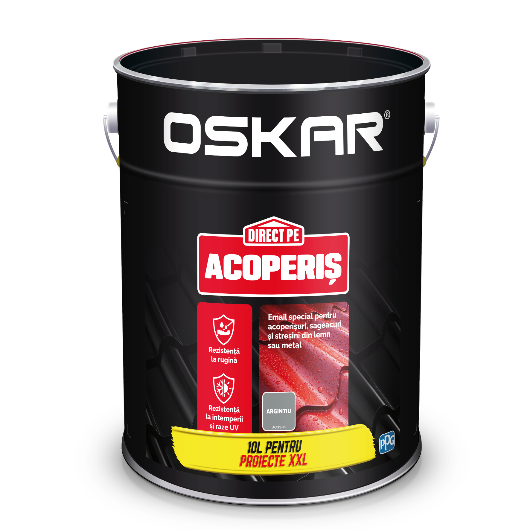 Vopsea Oskar Direct pe acoperis, argintiu, exterior, 10 l