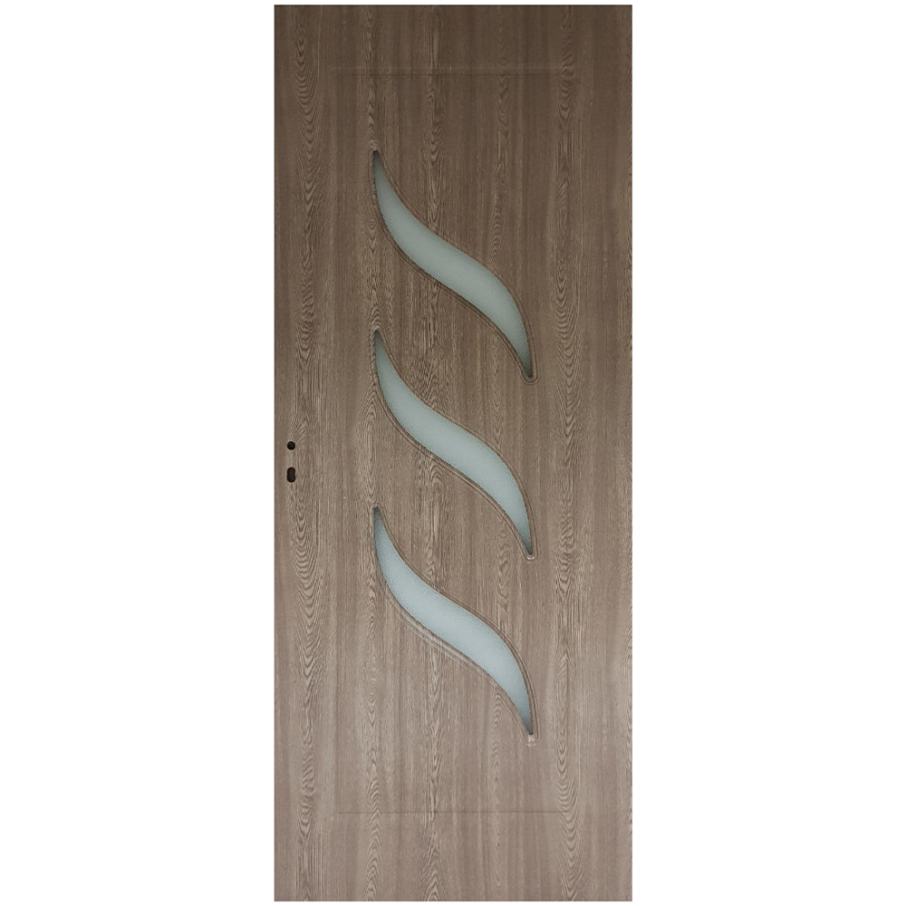 Usa interior celulara cu geam Pamate M02, reversibila, MDF, gri, toc reglabil, 200 x 80 x 3.5 cm