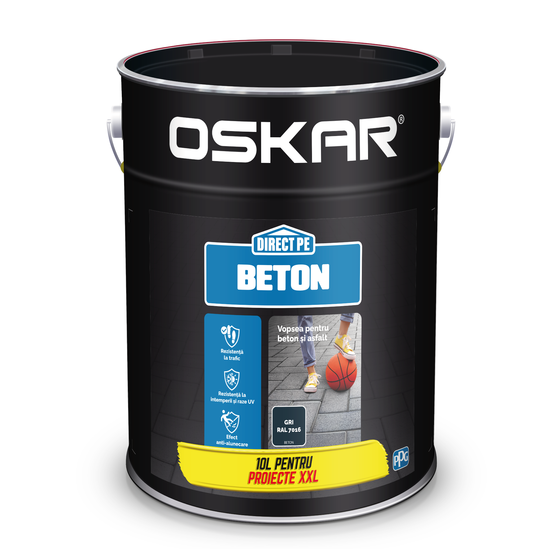 Email Oskar Direct pe beton, gri RAL 7016, interior/exterior, 10 l