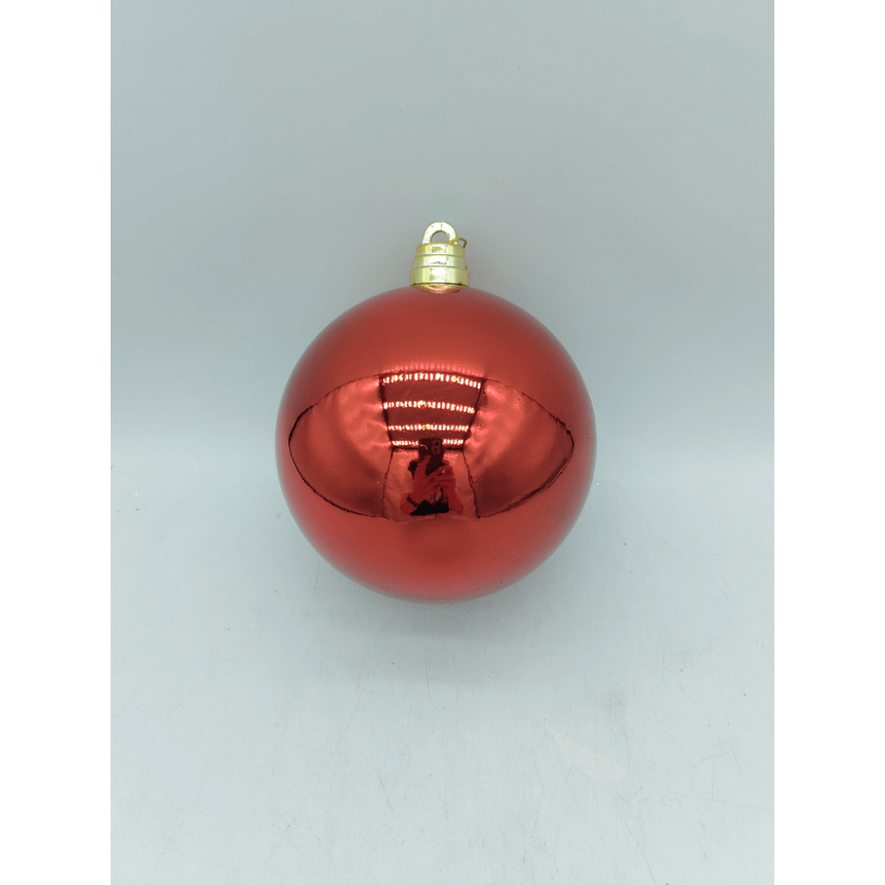 Glob decorativ de Craciun, rosu, lucios, plastic, 15 cm