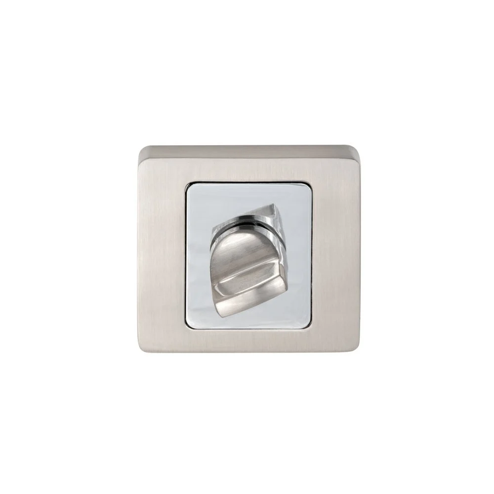 Set rozeta patrata usi lemn interior Gato, 54 mm, zamac, finisaj nichel cromat