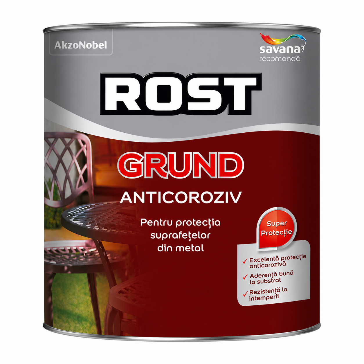 Grund pentru metal, Rost, gri, 9 l