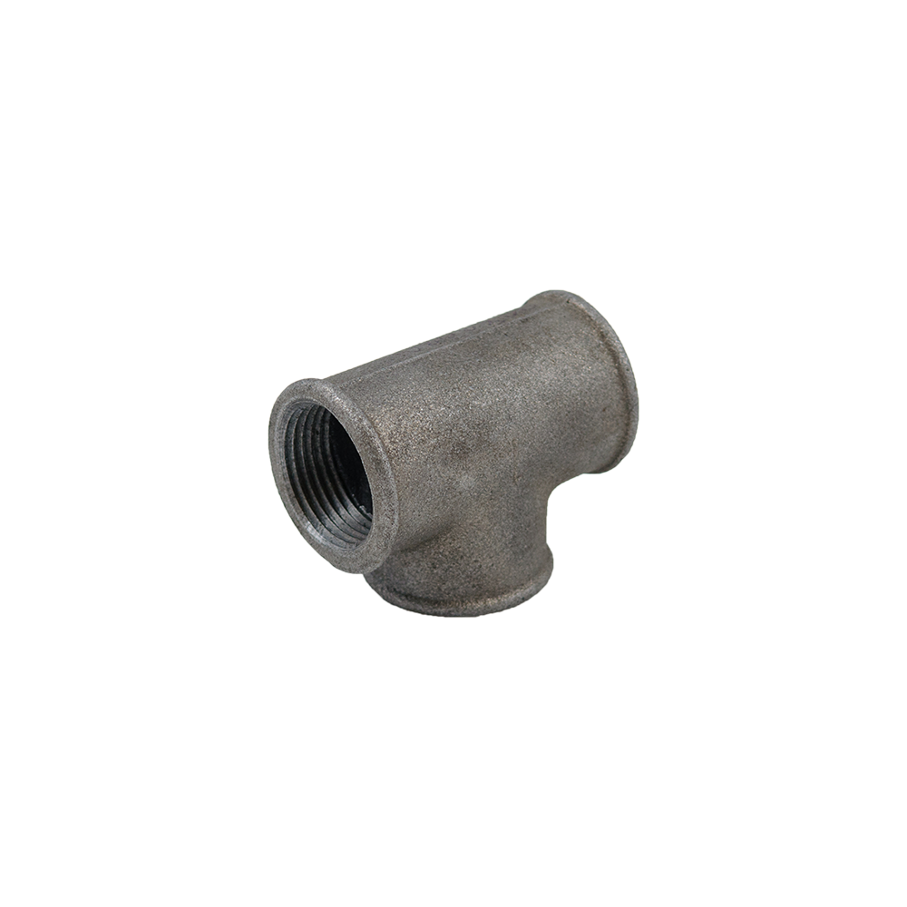 Teu 90°, filet interior, fonta, negru, 1 inch