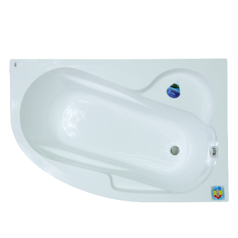 Cada de colt pe dreapta Silvana, acril, alb, 1500x1000 mm