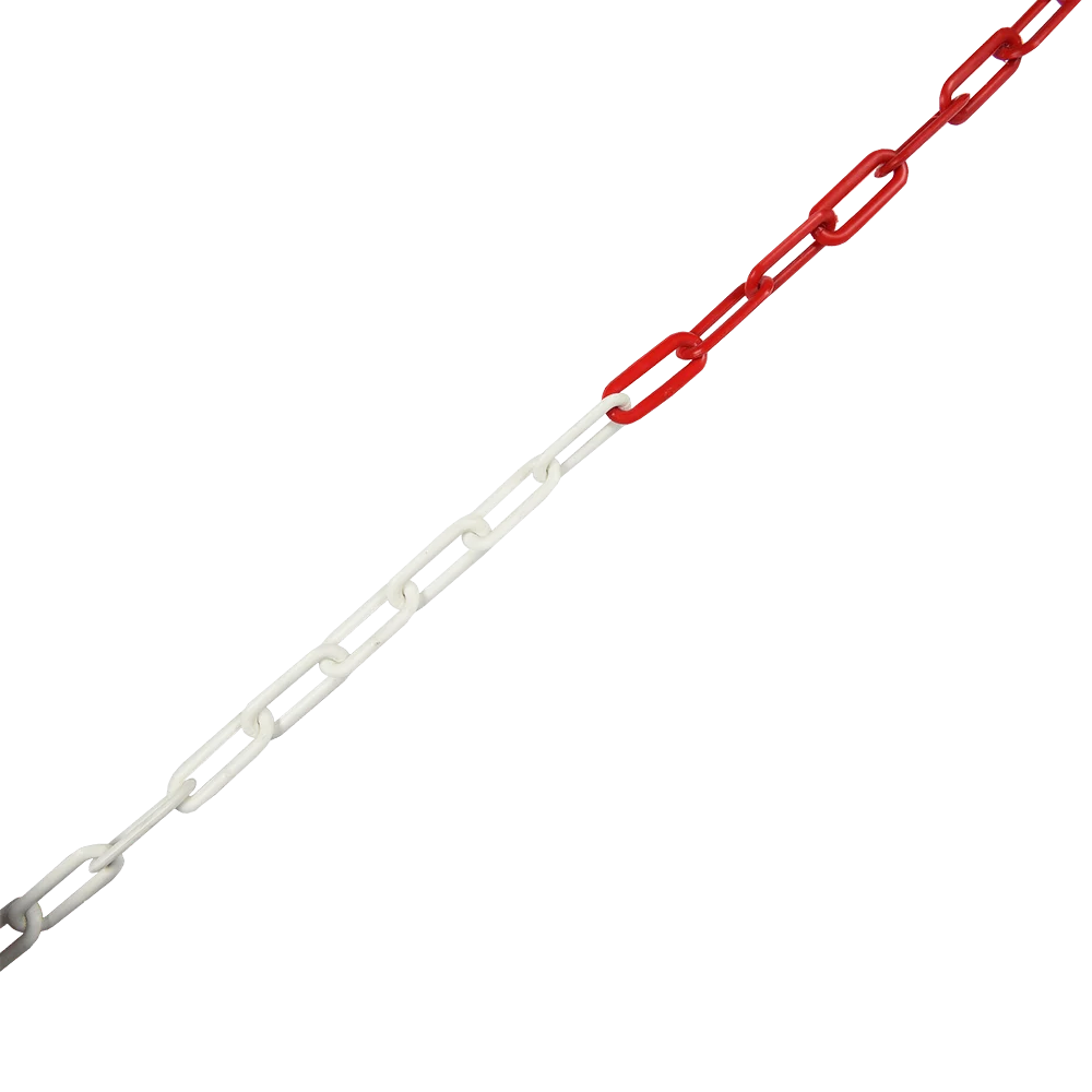 Lant pentru bariera, plastic, rosu cu alb, 8 mm