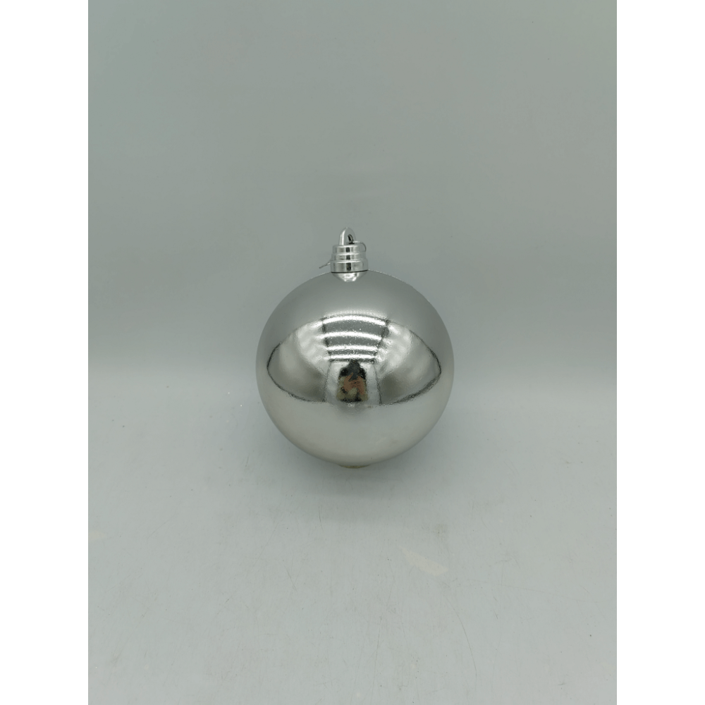 Glob decorativ de Craciun, argintiu, lucios, plastic, 15 cm