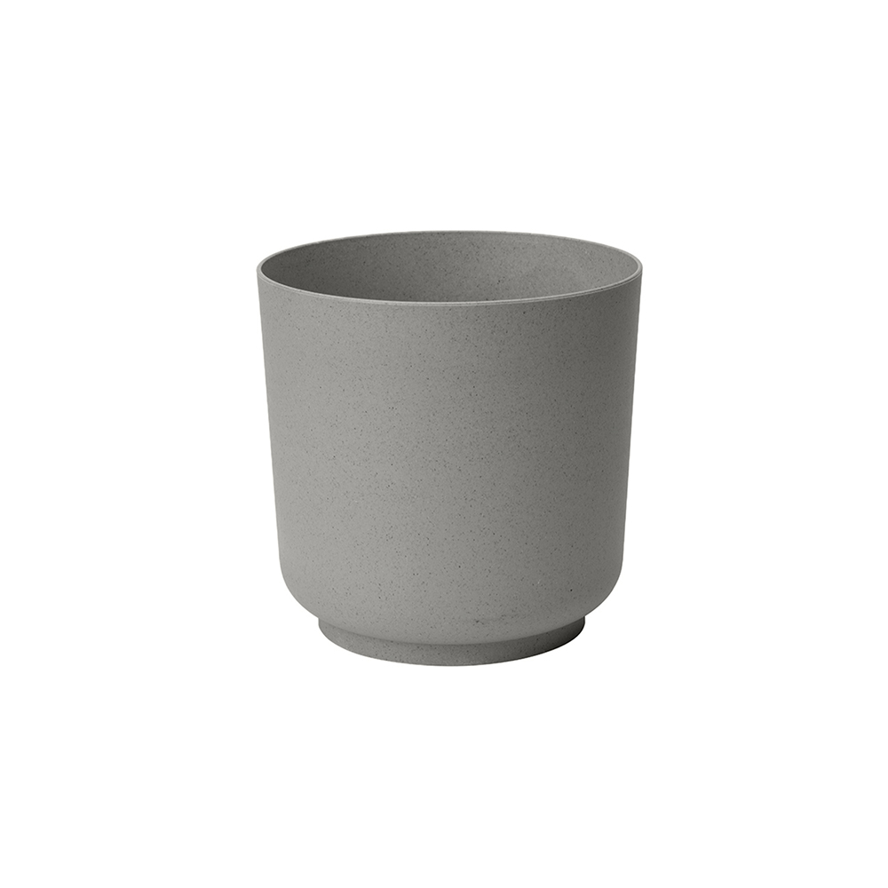 Ghiveci Satina Wood, PVC, gri piatra, diametru 17 cm, inaltime 16 cm