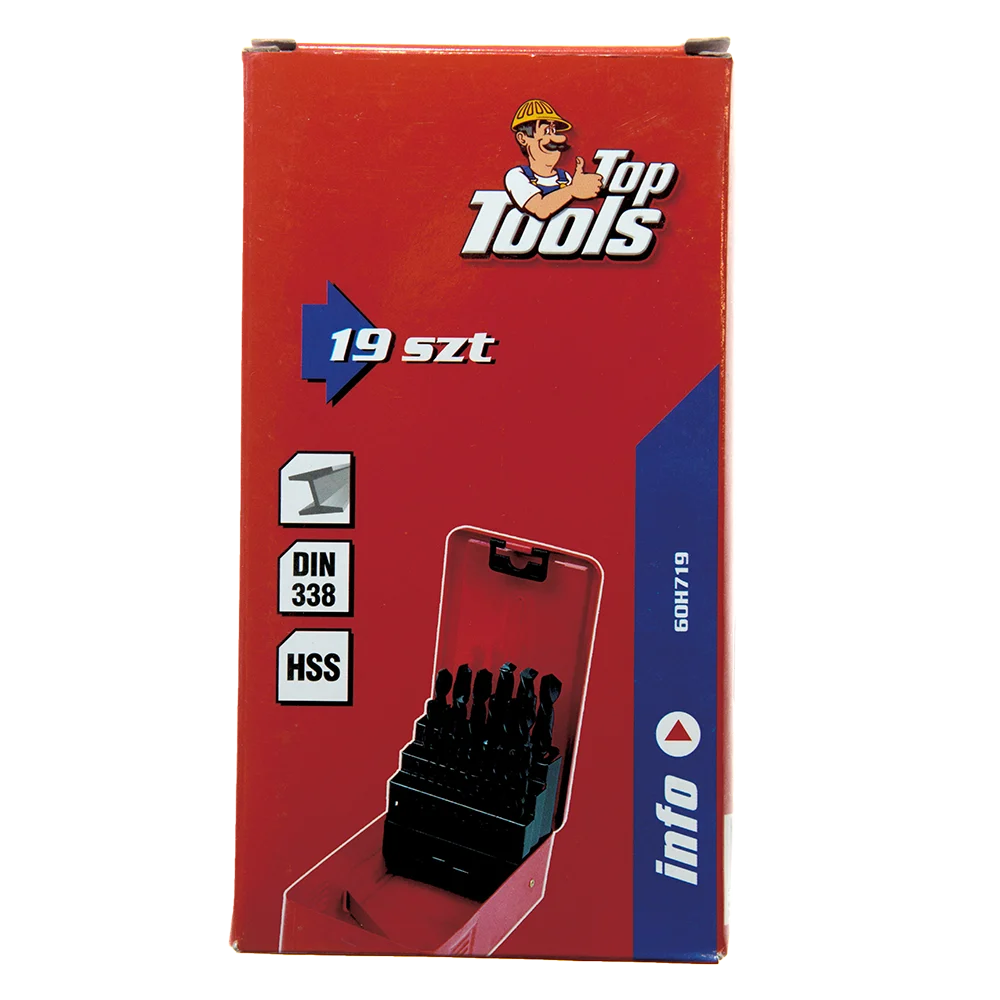Set 19 burghie Top Tools, Hss 60H719, pentru metal, 1-10 mm