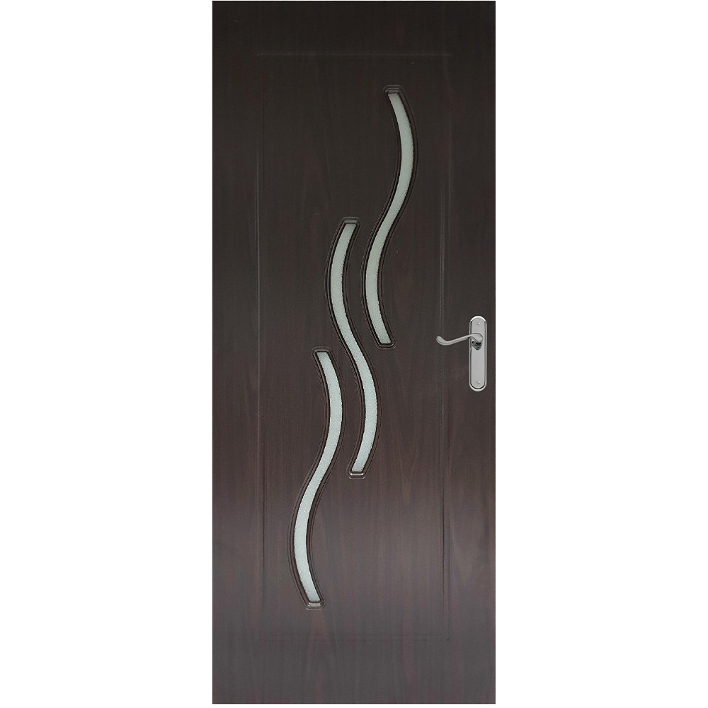 Usa interior celulara cu geam Pamate M107, reversibila, MDF, wenge, toc reglabil, 200 x 60 x 3.5 cm