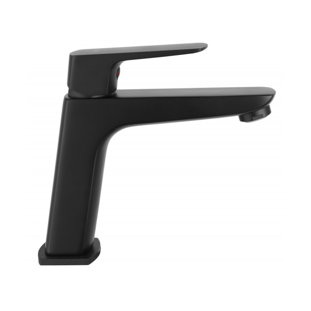 Baterie stativa pentru lavoar Ferro Vitto Verdeline BVI2VLBL, cu pipa fixa, monocomanda, negru mat