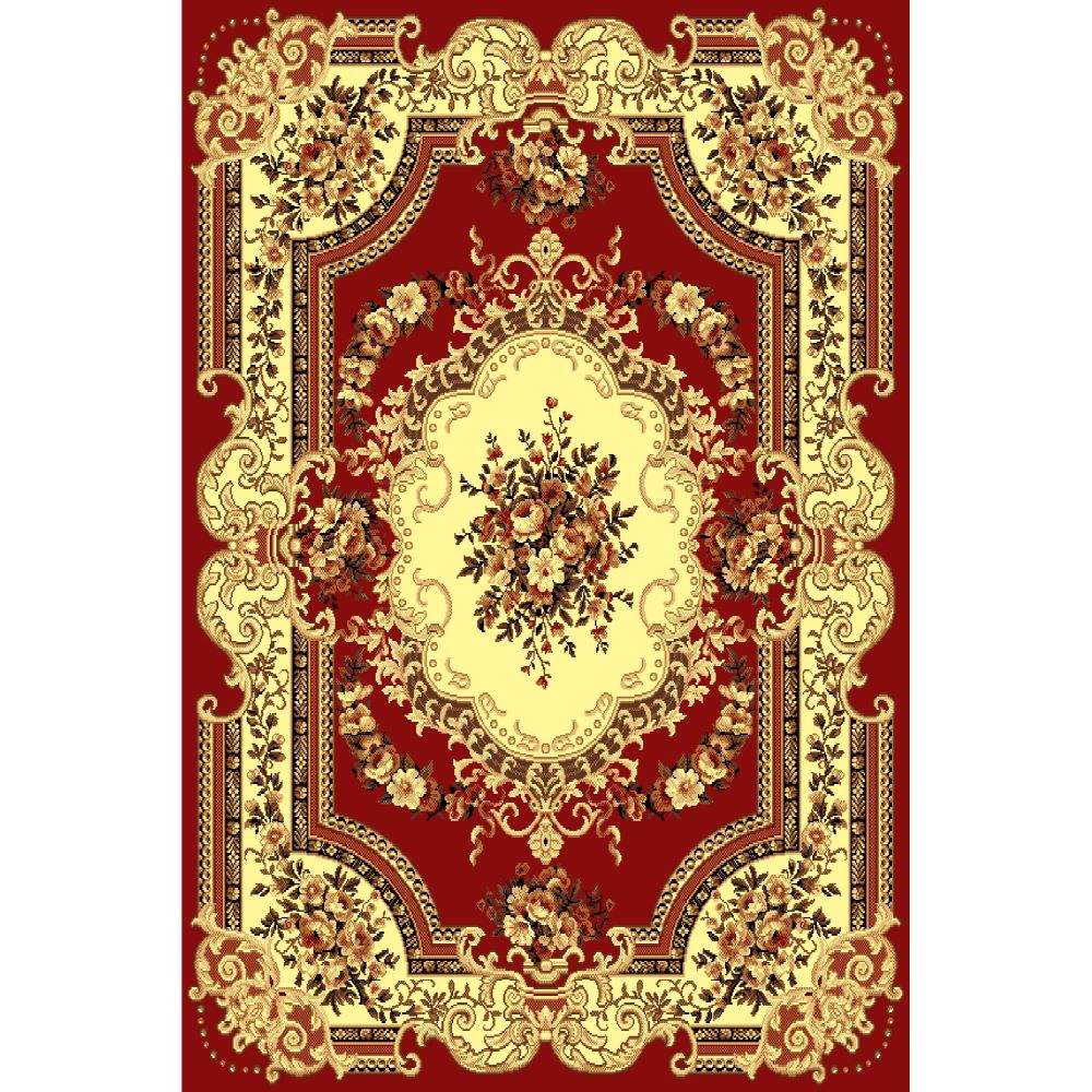 Covor clasic Gold 047/22, polipropilena BCF, rosu-bej, 60 x 110 cm