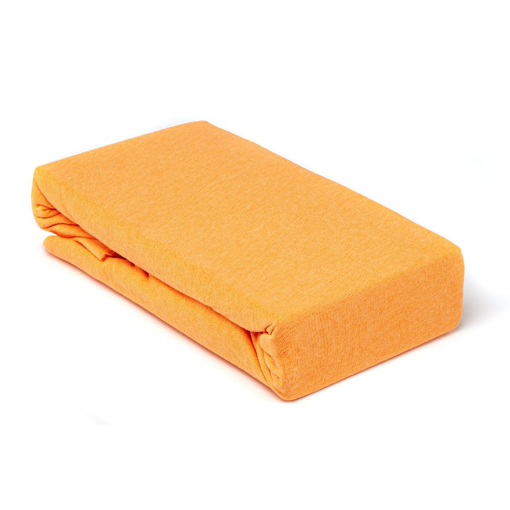 Husa saltea Jersey orange, cu elastic, bumbac 100%, 160 x 200 cm