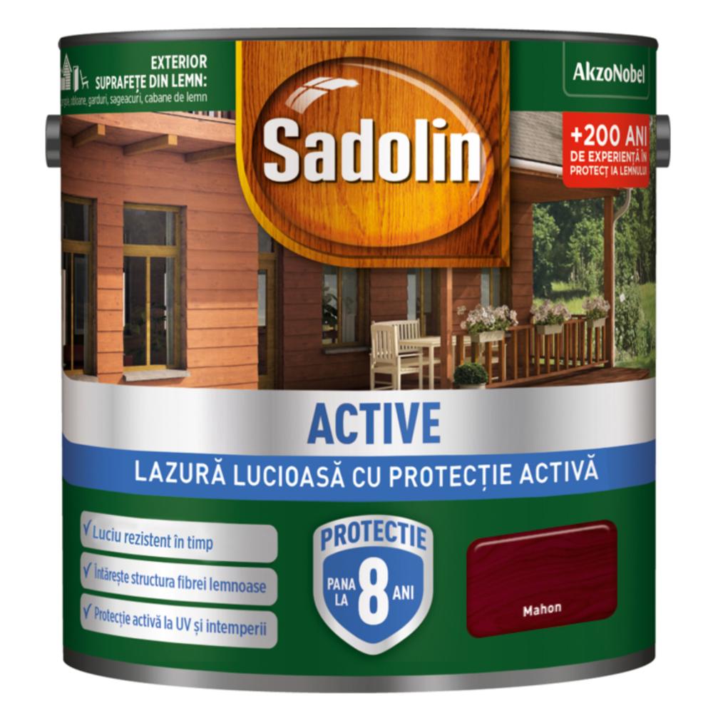 Lazura lucioasa pentru lemn Sadolin Active, mahon, interior/exterior, 2.5 l