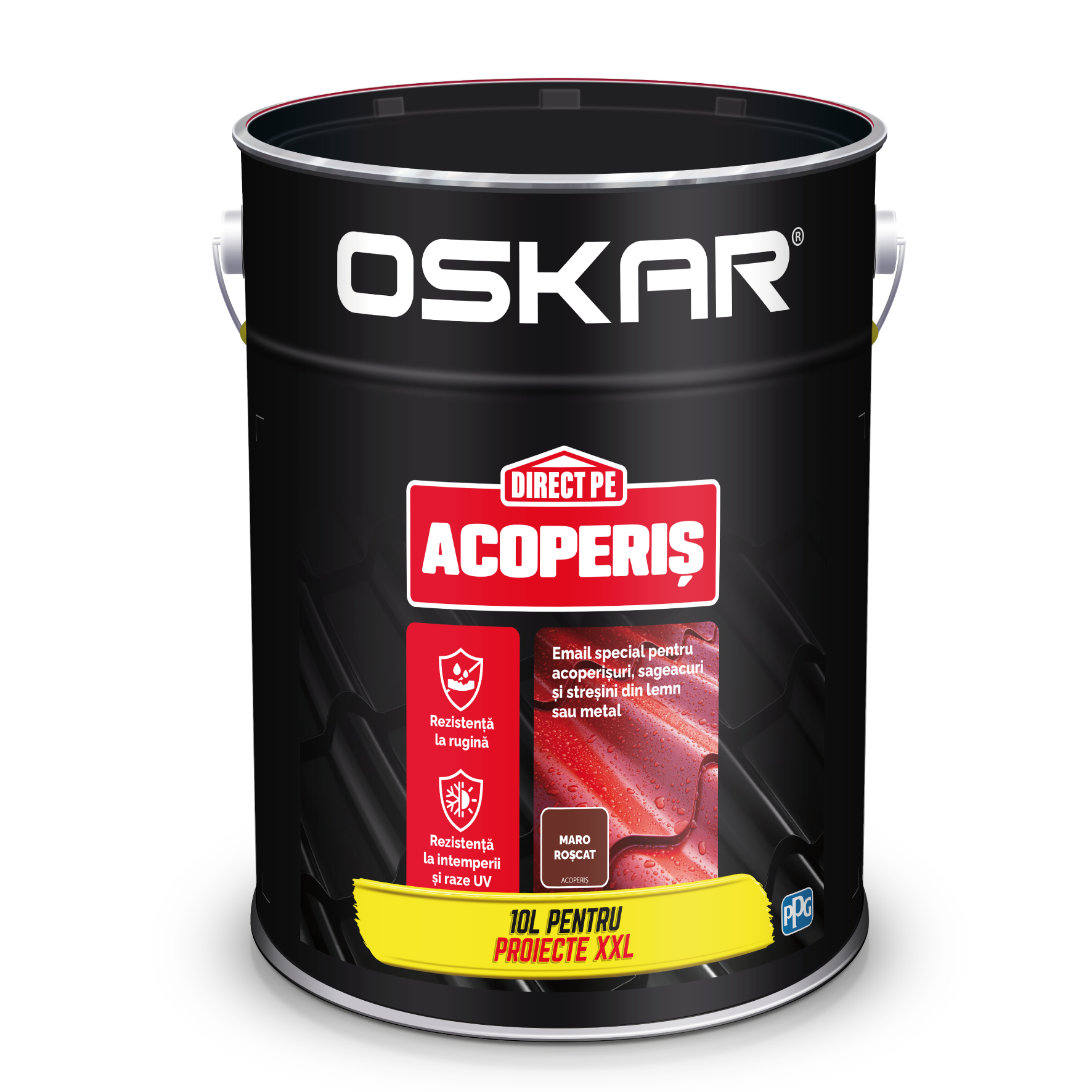 Vopsea Oskar Direct pe acoperis, maro roscat, exterior, 10 l