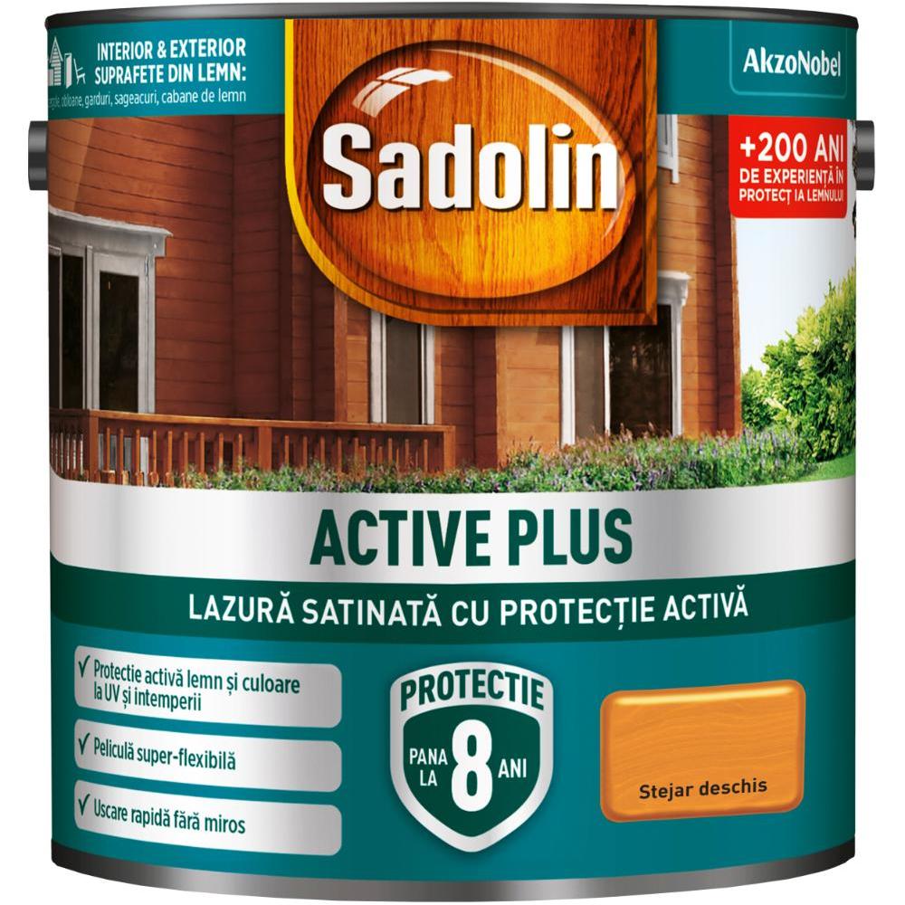 Lazura satinata pentru protectia lemnului Sadolin Active Plus WB, stejar deschis, interior/exterior, 0.75 l