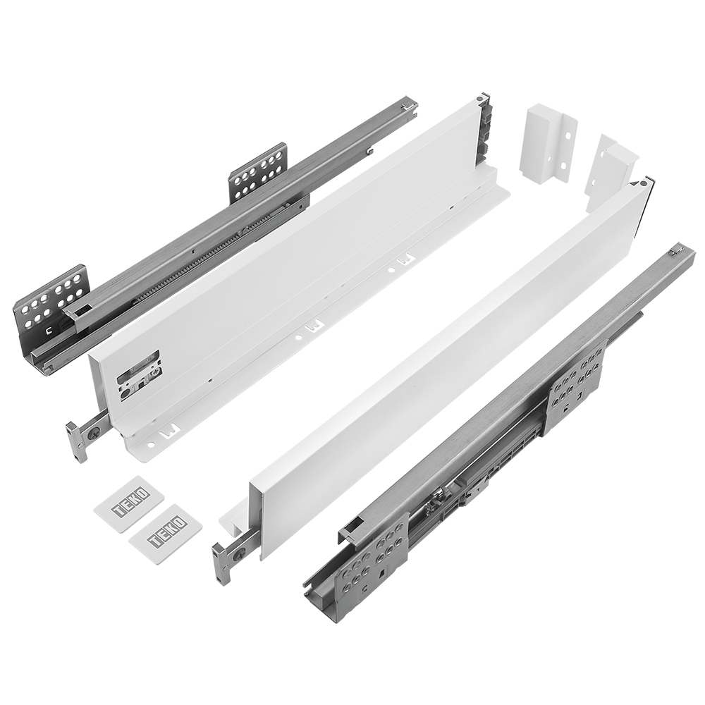 Sistem pentru sertar, Teko Slim, alb, slim, 40 kg, H 86 mm, 400 mm