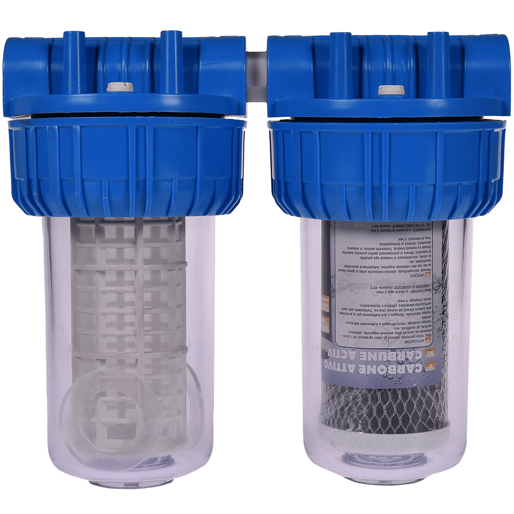 Filtru de apa, cartuse filtrante, sita + carbune activ, 7” cu 1” in linie