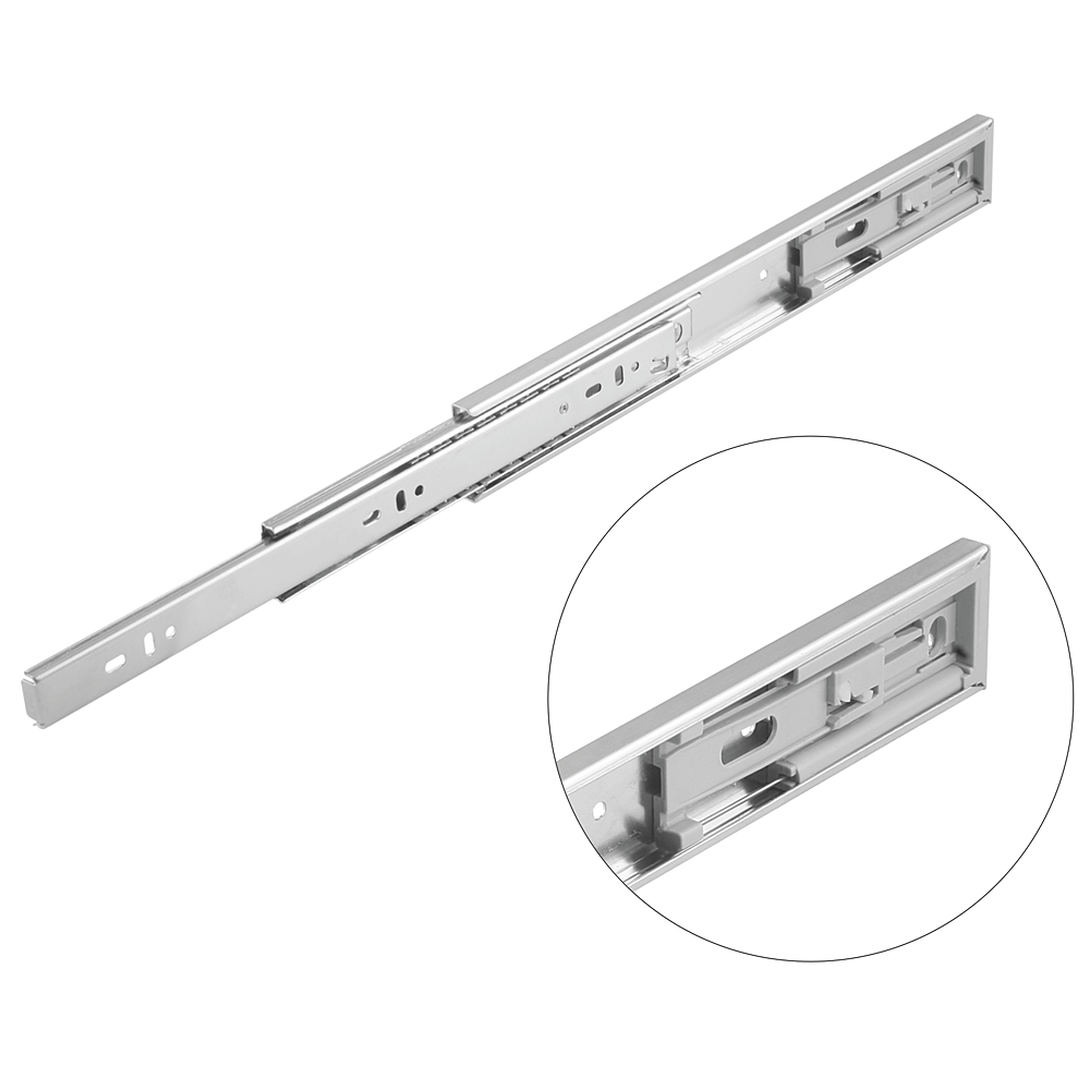 Glisiera TEKO cu bile si amortizor, zincat alb, extractie totala, 450 x 45 mm