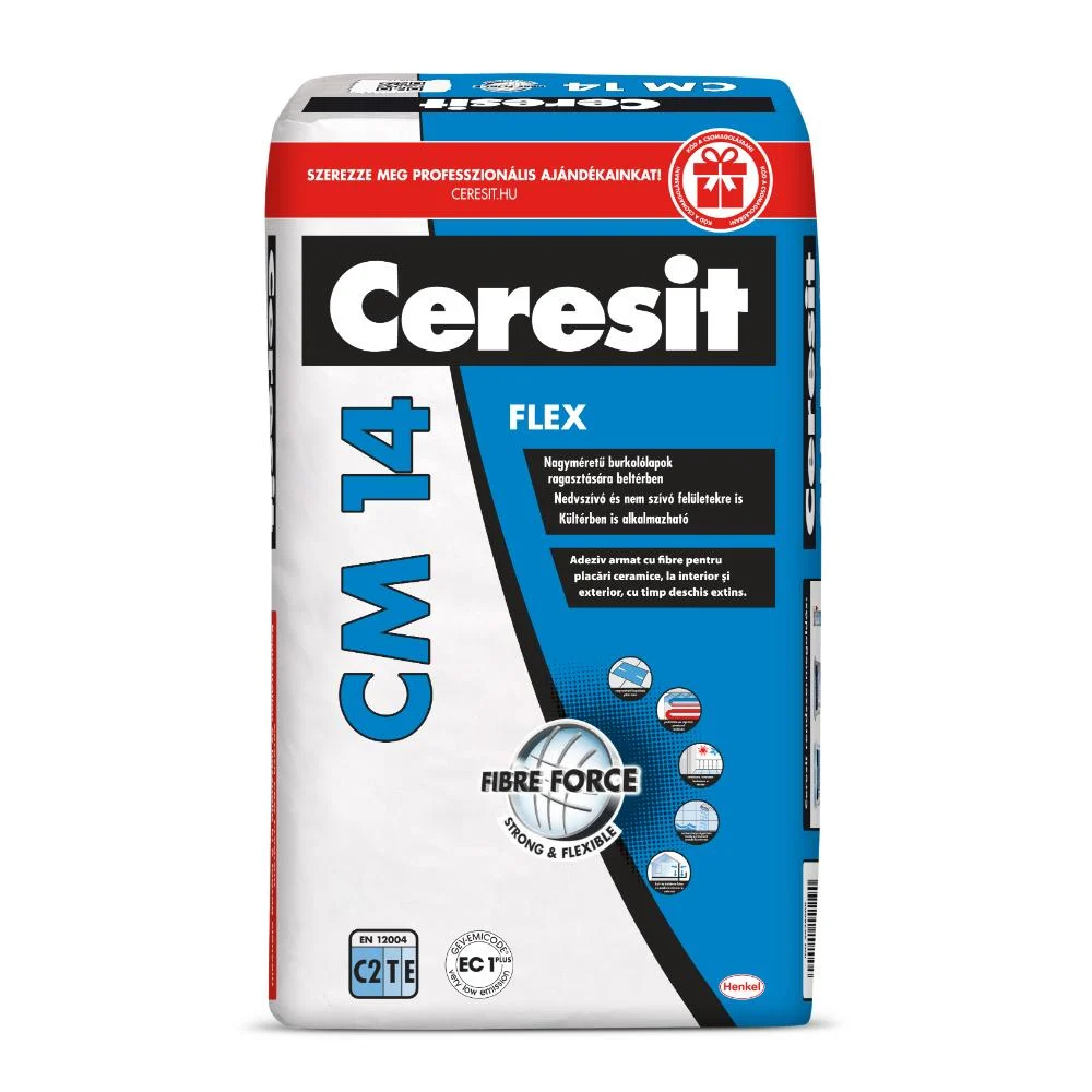 Adeziv placi ceramice si piatra Ceresit CM 14 Flex, interior/exterior, gri, 25 kg