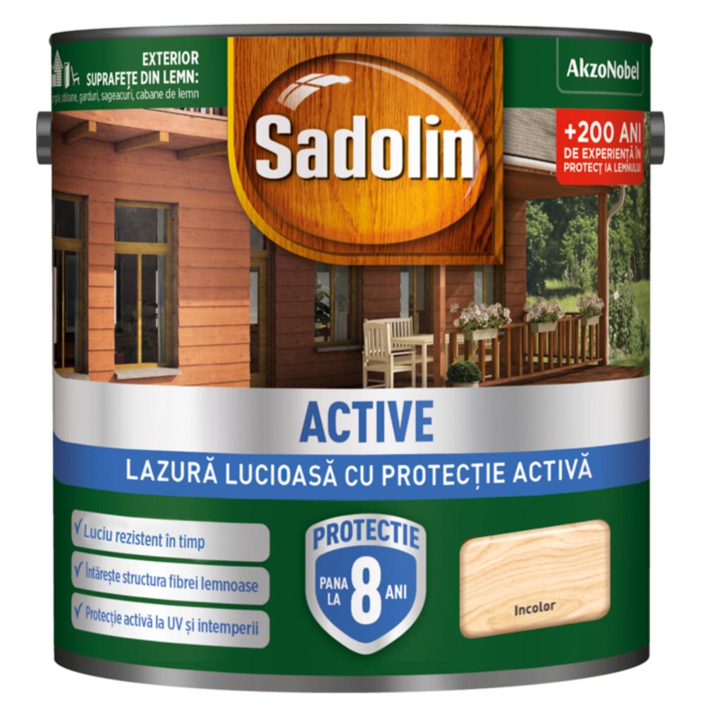 Lazura lucioasa pentru lemn Sadolin Active, incolor, interior/exterior, 5 l