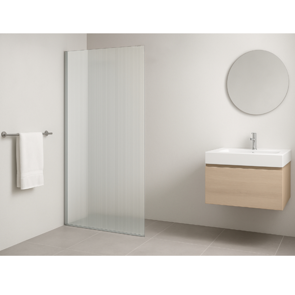 Paravan dus / walk in Sanotechnik Sanoflex L90, sticla securizata, riflata, tratament Easy Clean, grosime 6 mm, fara accesorii, 88–99 × 200 cm