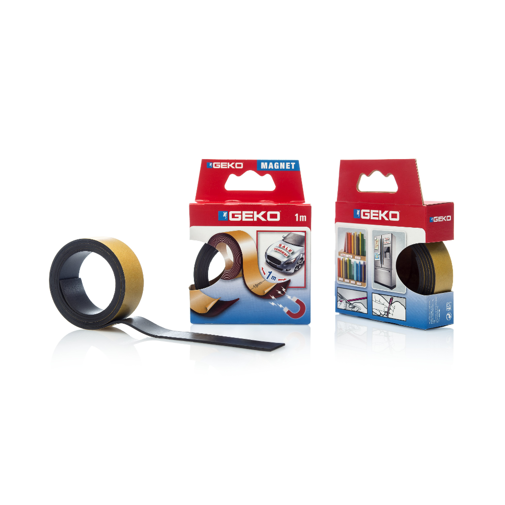 Banda adeziva magnetica Geko, latime 19 mm, lungime 1 m