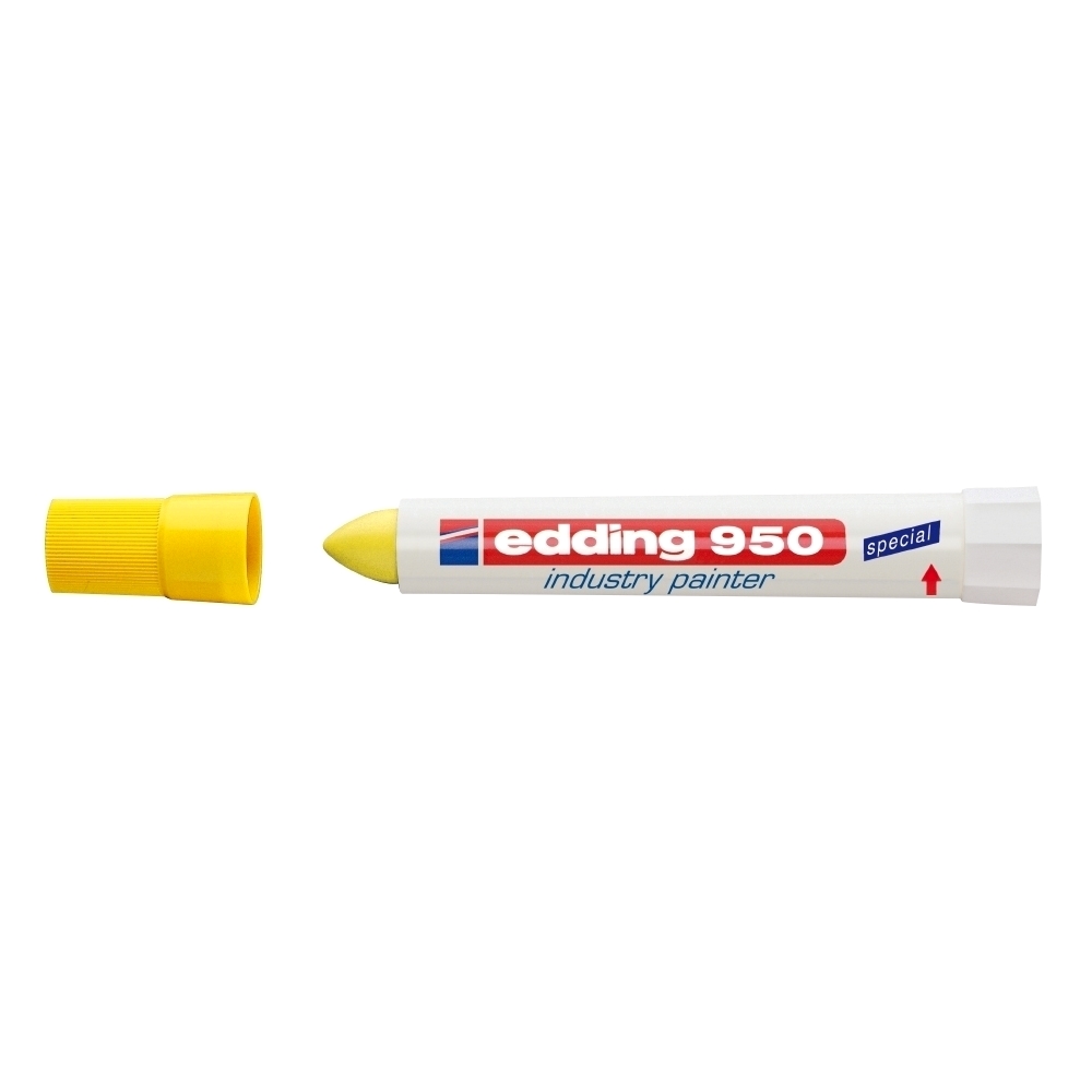 Marker permanent Edding 950, industrial, corp plastic, varf rotund 10 mm, galben