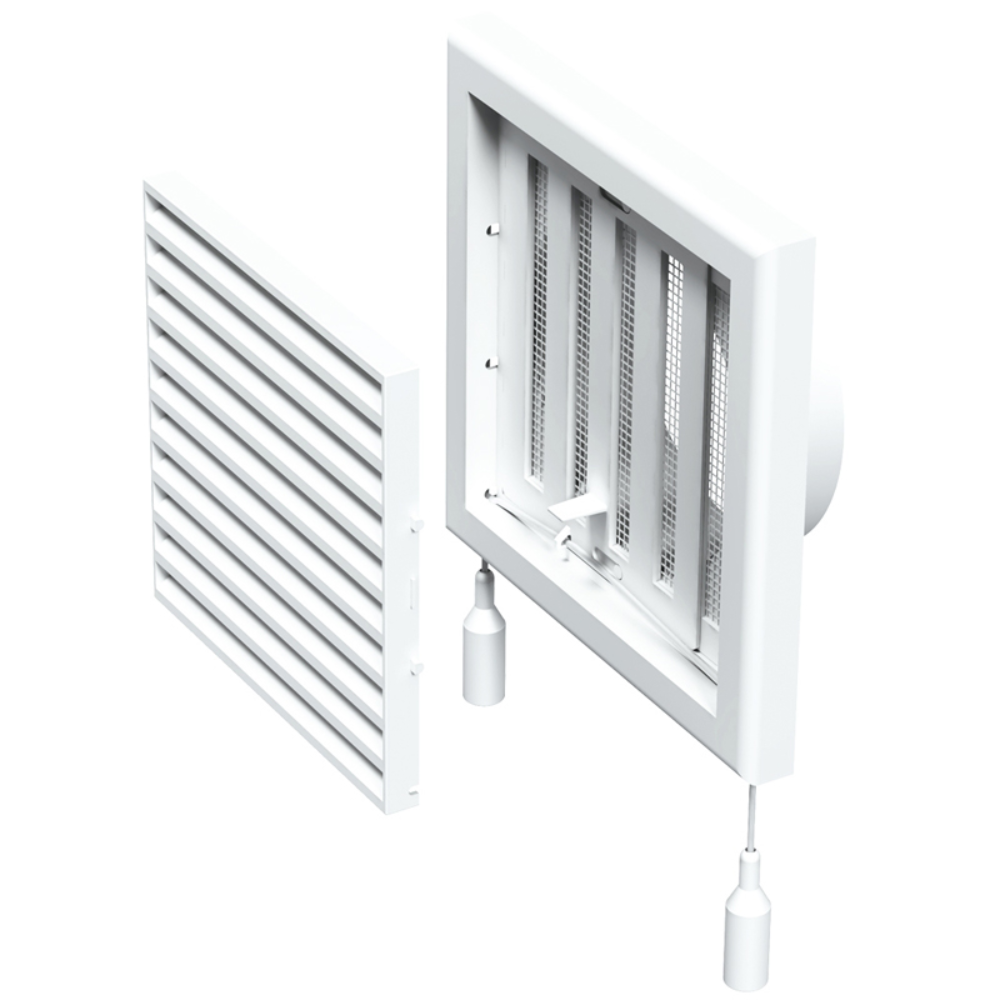 Grila cu jaluzele actionate mecanic Vents, PVC, alb, 125 mm