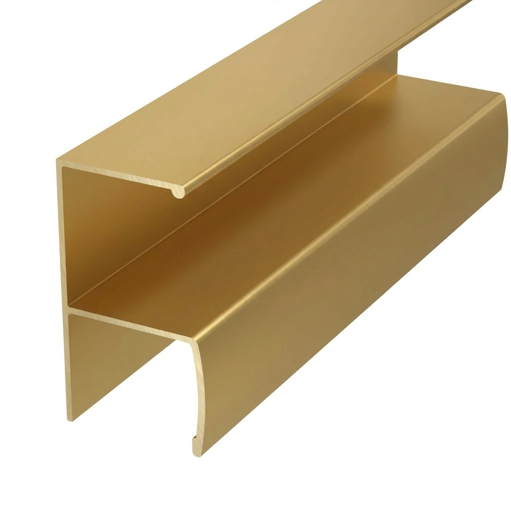 Profil aluminiu tip maner Y Eco, auriu mat, fara perie, 2.5 m