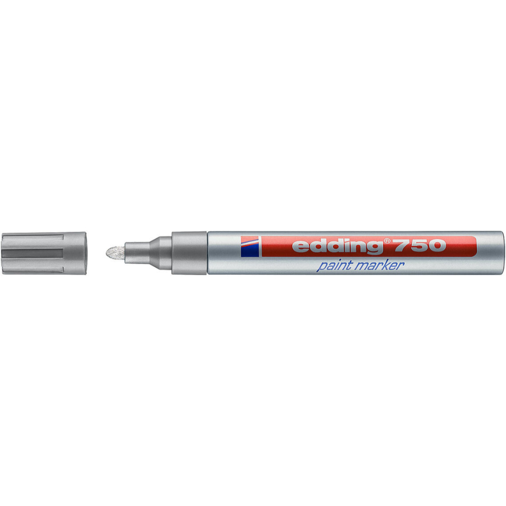 Marker permanent Edding 750, corp metalic, varf rotund, 2-4 mm, cu vopsea argintie