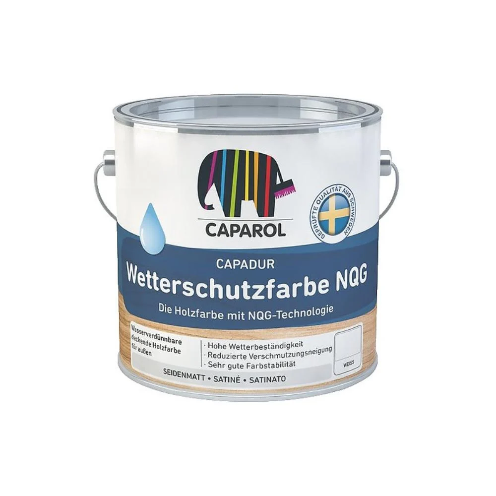 Vopsea pentru lemn/tabla Caparol Capadur Wetterschutzfarbe NQG, exterior, alb, 2.5 l