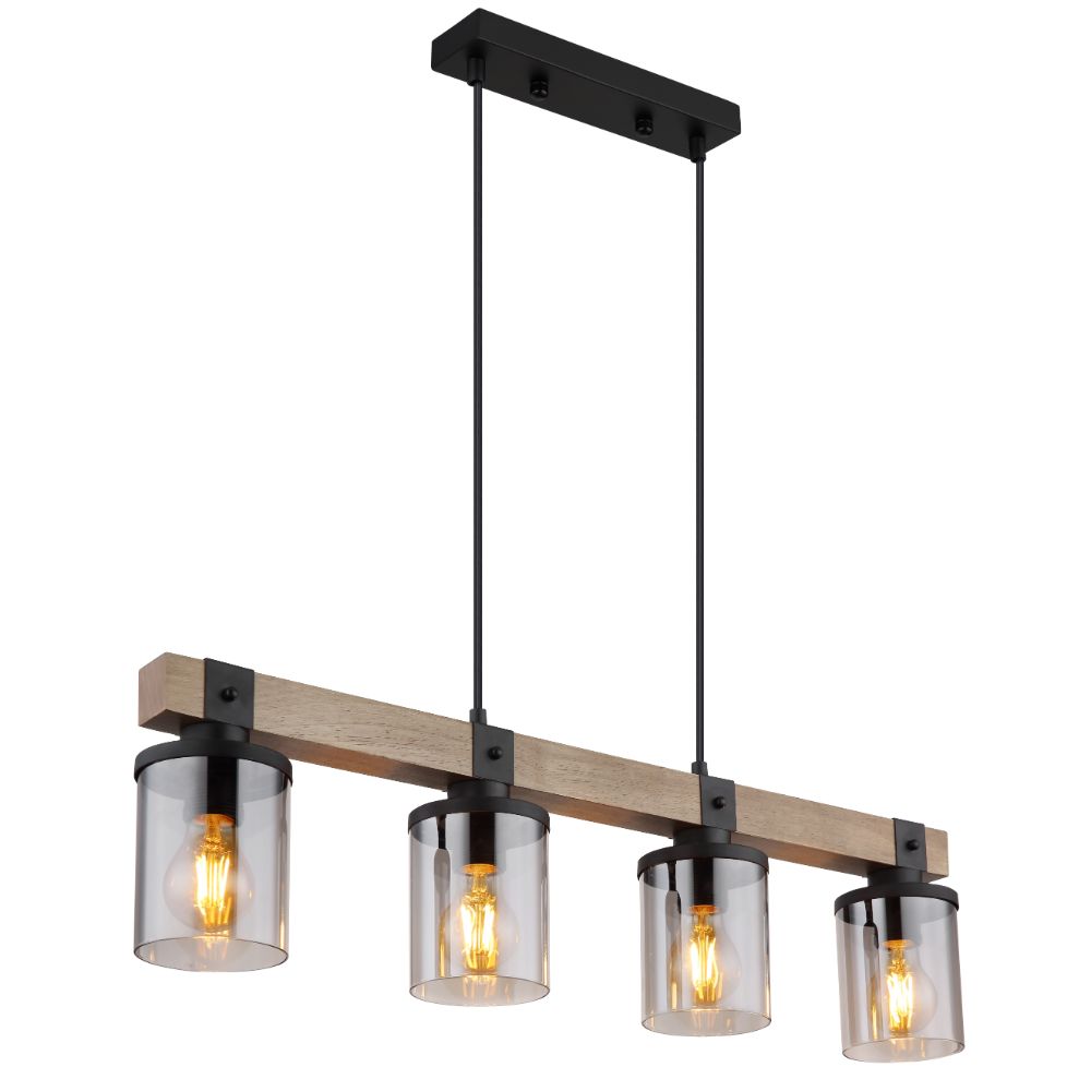 Lustra Globo Lila, lemn/metal, 3 x E27, 60 W, maro/negru, 730 x 100 x 1330 mm