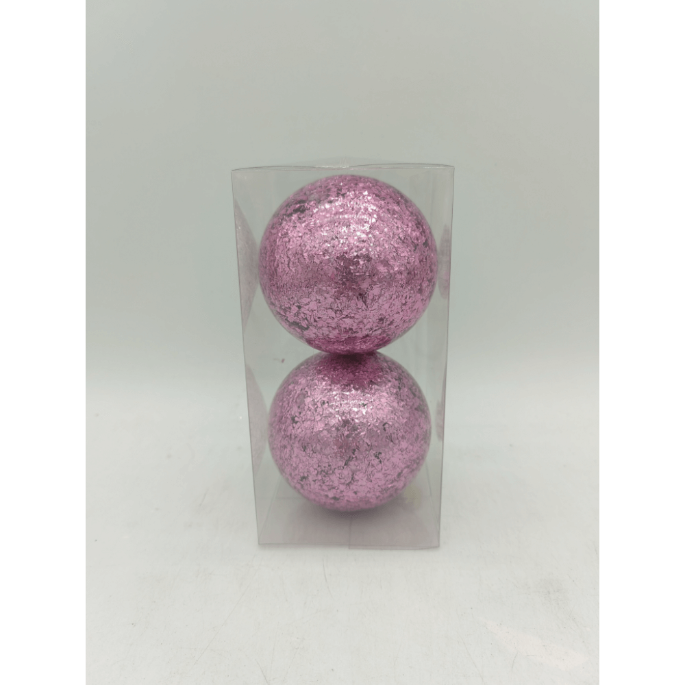 Set 2 globuri decorative de Craciun, plastic, violet satinat, 10 cm