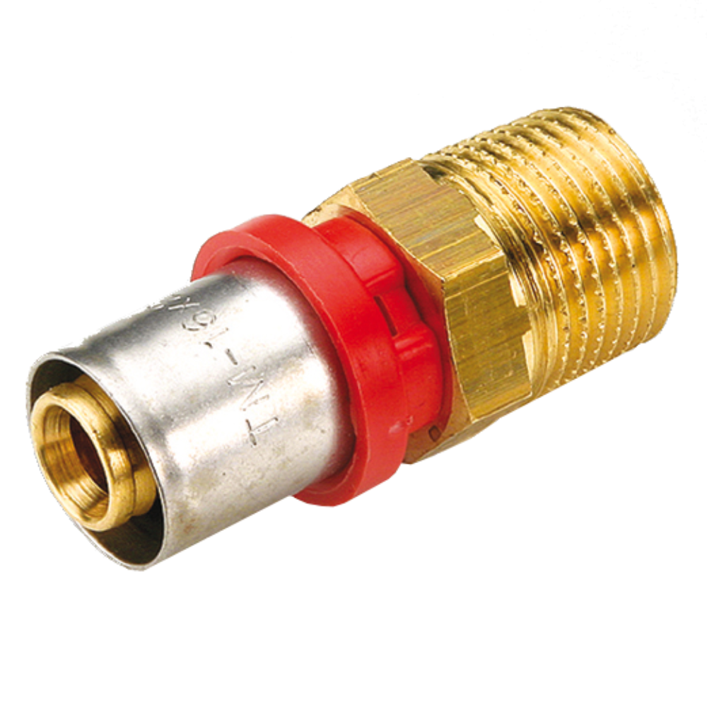 Racord drept cu presare multistrat Tiemme, alama, racord exterior 1/2, diametru 20 mm