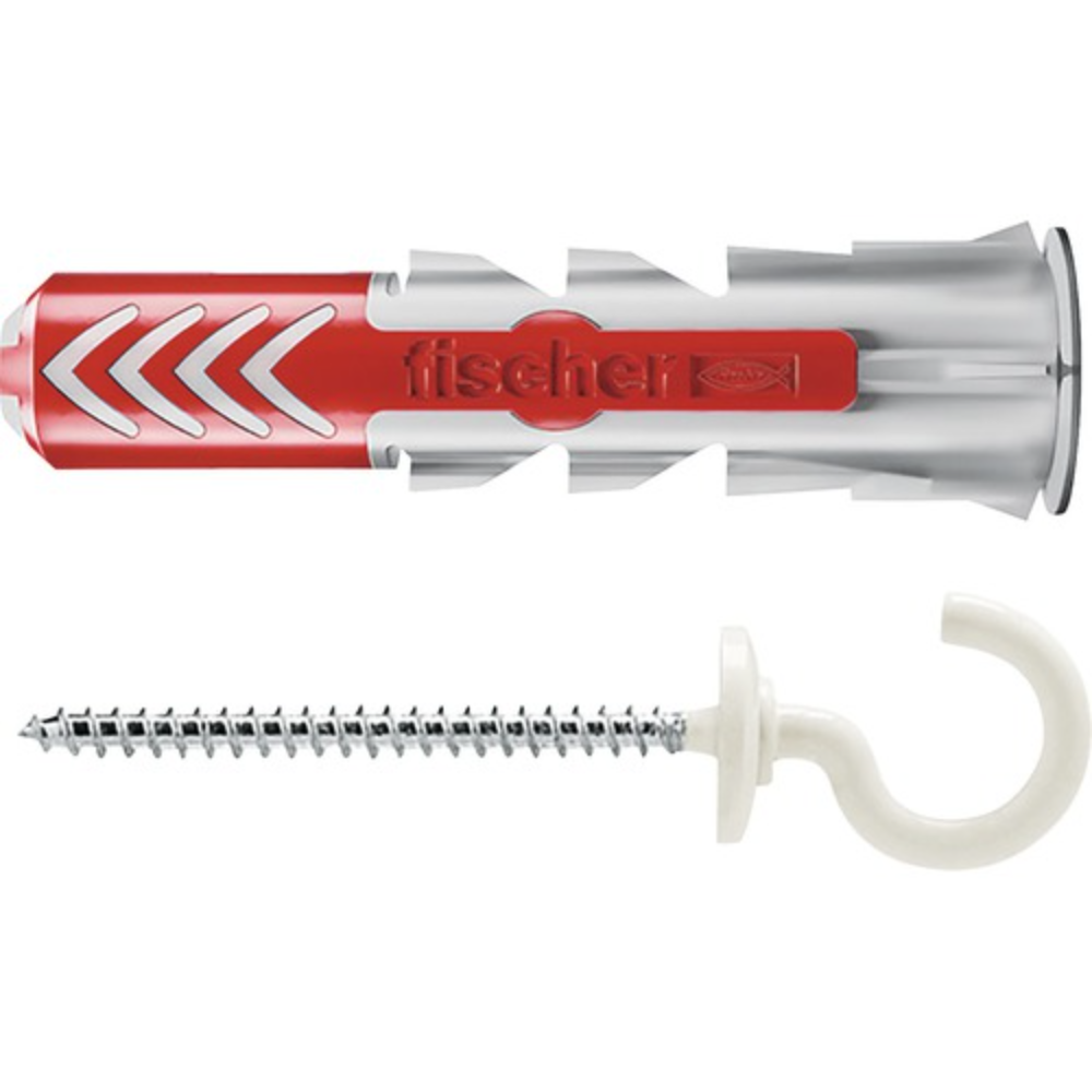 Diblu cu surub cap carlig din metal si plastic Fischer Duopower, nylon, 8 x 40 mm, 4 bucati
