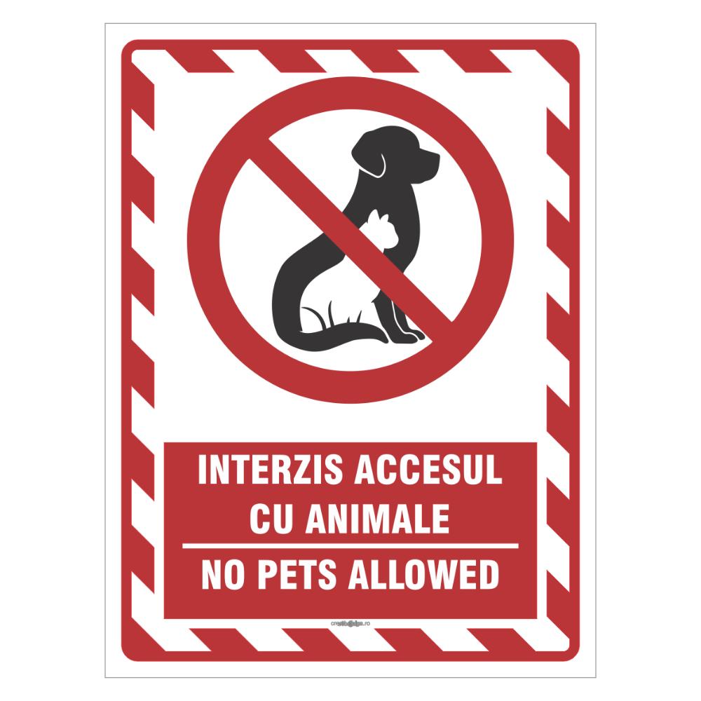 Indicator Interzis accesul cu animale, PVC, 15 x 20 cm