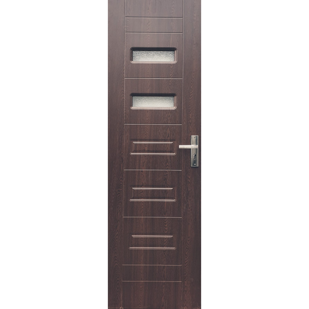 Usa interior celulara cu geam Pamate M104, reversibila, MDF, stejar auriu, toc reglabil, 200 x 60 x 3.5 cm